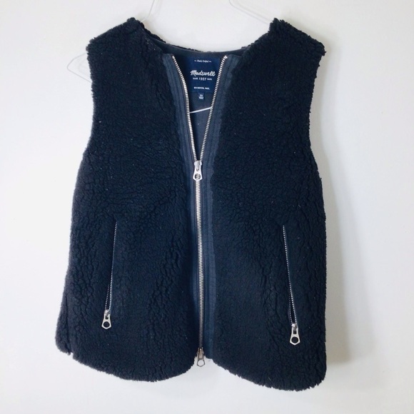MADEWELL faux fur xs black vest Sherpa - Picture 8 of 10